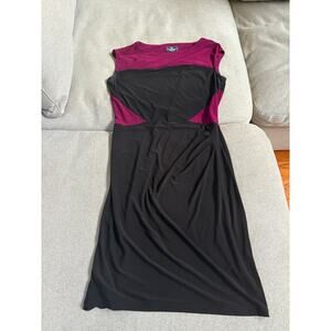 American Living Women’s Black & Plum Colorblock Sheath Dress – Size 8 (Medium)
